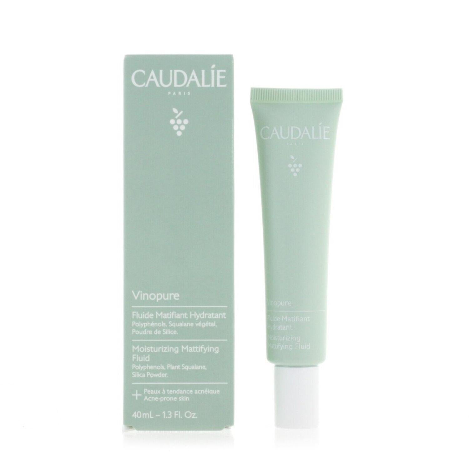 Caudalie Vinopure Mattifying Fluid - Natural Vegan Skincare for Acne-Prone Oily Skin, 1.35 fl oz