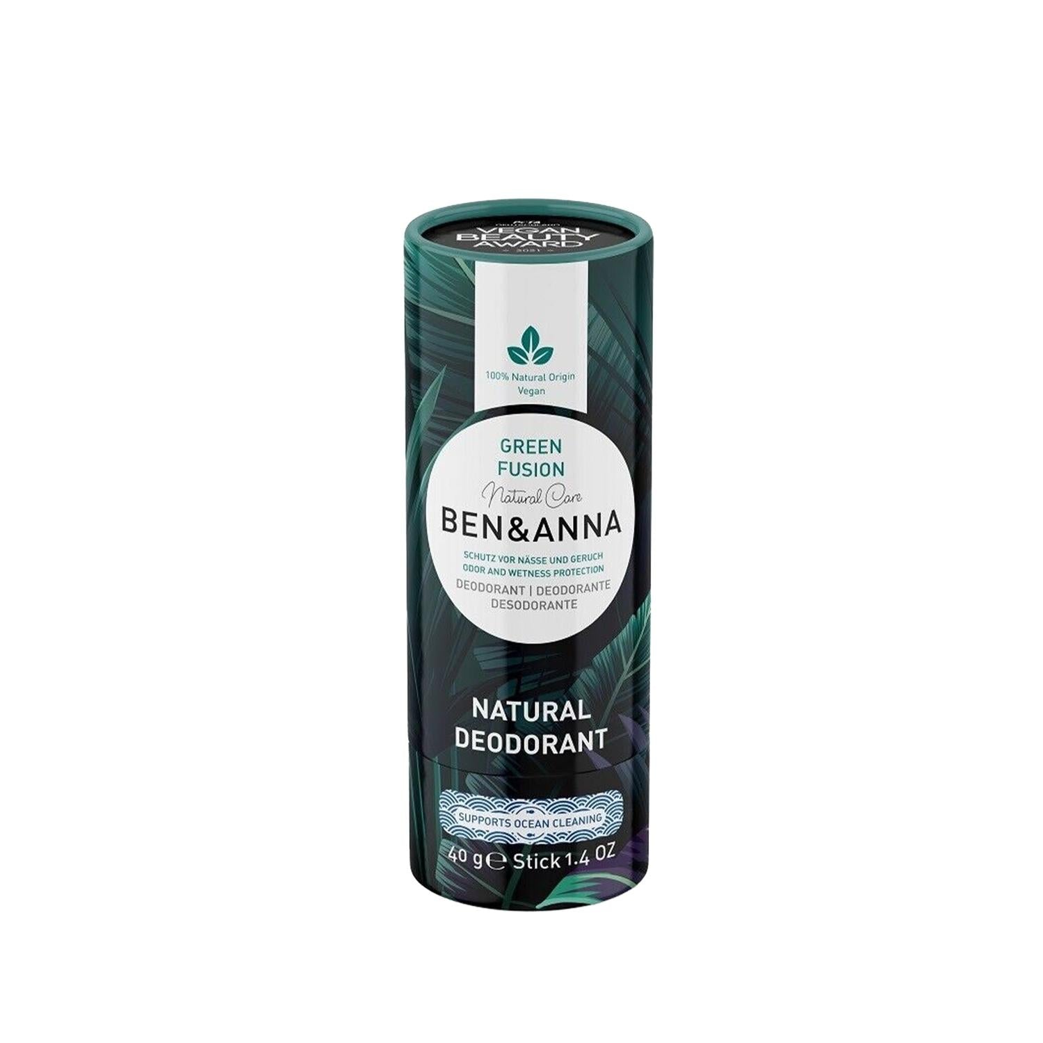 BEN & ANNA Natural Deodorant Green Fusion - Eco-Friendly, Chemical-Free, 40g