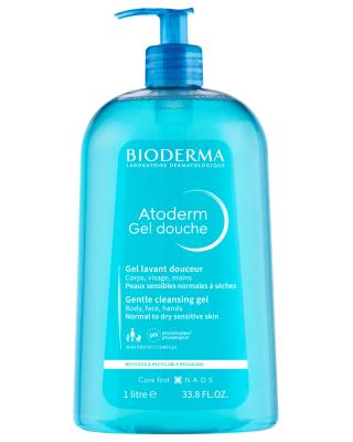 Bioderma Atoderm Shower Gel 1000ml - Moisturizing, Dermatologically Tested, Paraben-Free for Sensitive Skin