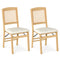 Folding Dining Chairs Set of 2 Rubber Wood Chairs with Linen Padded Seat