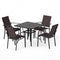 5 Pieces Patio Dining Set for 4 Outdoor Square Table and Stackable Chairs