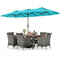 8-Piece Patio Dining Set with Double-Sided Market Umbrella