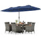 8 Pieces Outdoor Wicker Dining Furniture and 13.5 FT Double-Sided Patio Umbrella