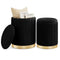 Velvet/Linen Fabric Storage Ottoman Set of 2