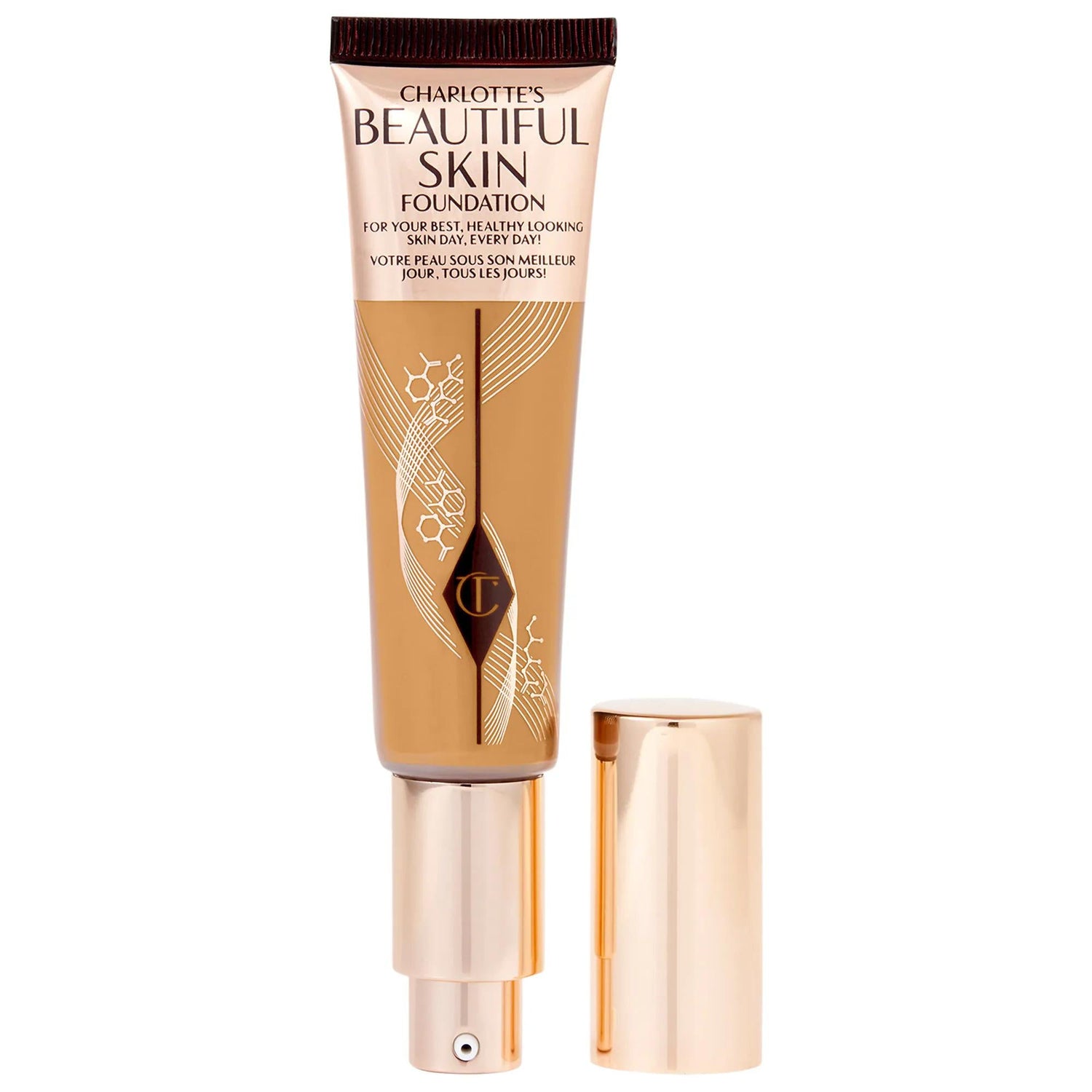 Charlotte Tilbury Beautiful Skin Medium Coverage Liquid Foundation with Hyaluronic Acid - Vegan, Cruelty-Free, 16hr Wear