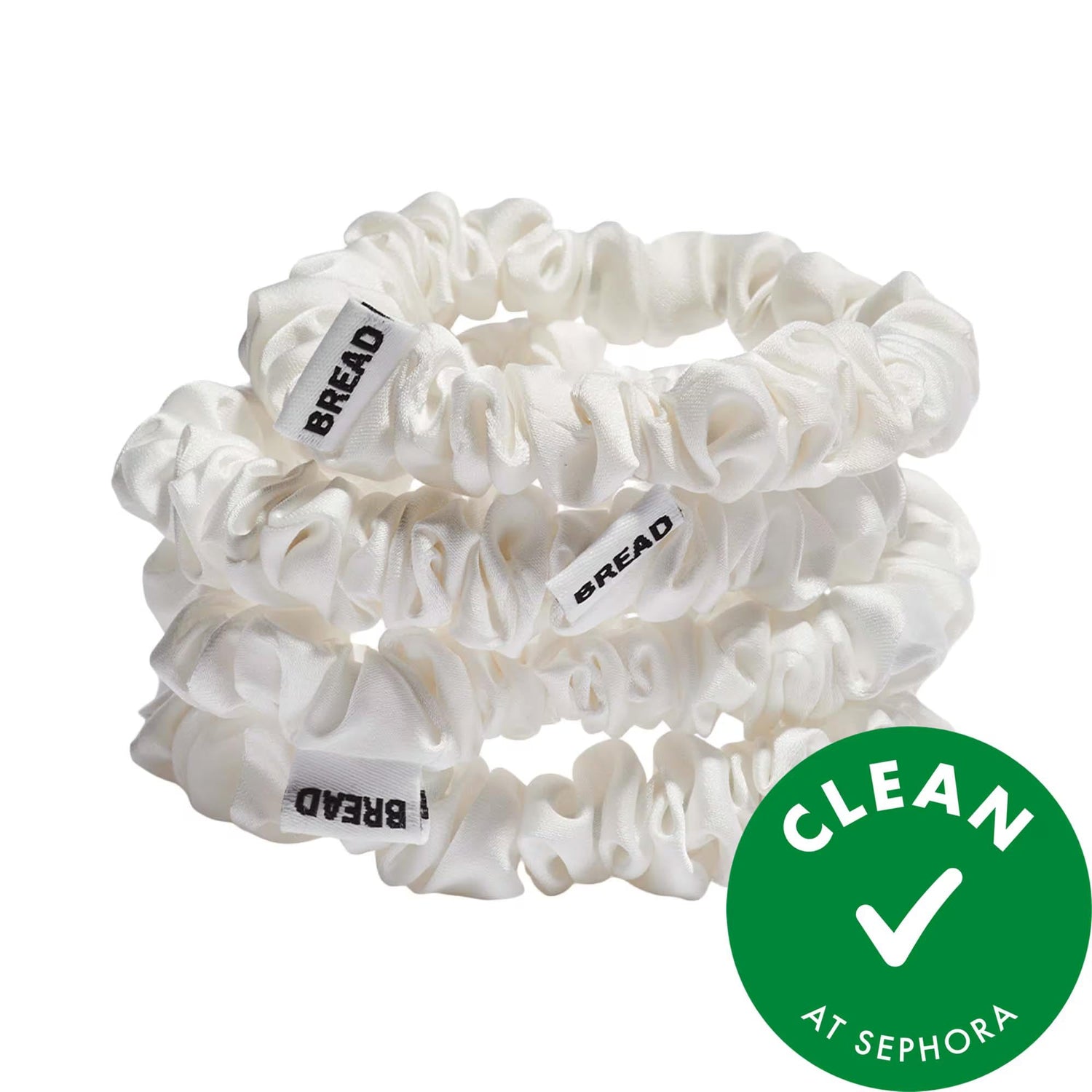 Bread-Puff Vegan Hair & Wrist Mini Scrunchie Set (4 pack) - Gentle Satin, Extra-Stretchy for Thick Hair
