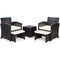 5 Pieces Patio Rattan Furniture Set with Ottoman and Tempered Glass Coffee Table-Gray