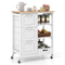 Kitchen Island Cart on Wheels with Rubber Wood Top and 3 Drawersand Removable Tray
