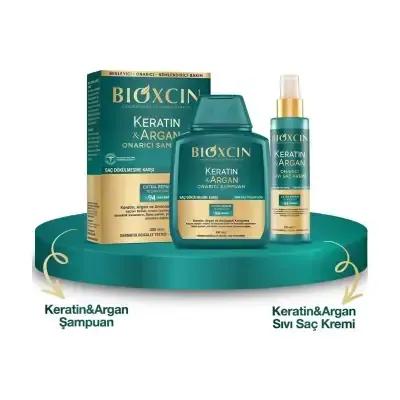Bioxcin Keratin & Argan Hair Care Set: Repair, Strengthen & Prevent Hair Loss - Sulfate Free Shampoo & Leave-In Conditioner for Damaged Hair