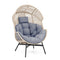 Wicker Oversized Egg Style Chair with Cushions and Headrest
