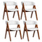 Wooden Dining Chair Set of 4 Mid-Century Modern Sherpa Upholstered Kitchen Dining Room Chairs