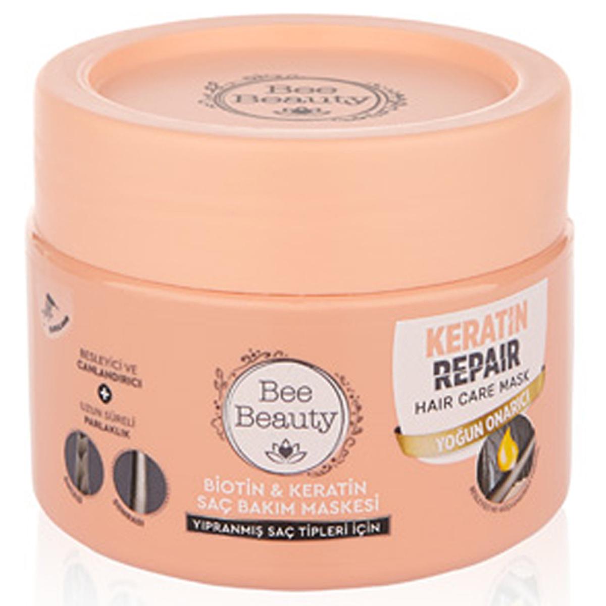 Bee Beauty Biotin & Keratin Hair Care Mask - Nourishing Repair for Damaged Hair, 300ml