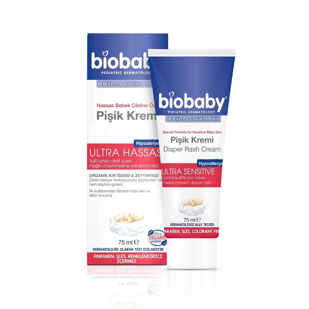 Biobaby Diaper Rash Cream: Natural Relief for Sensitive Baby Skin, Zinc Oxide Protection, Soothes Irritation & Redness - 75ml