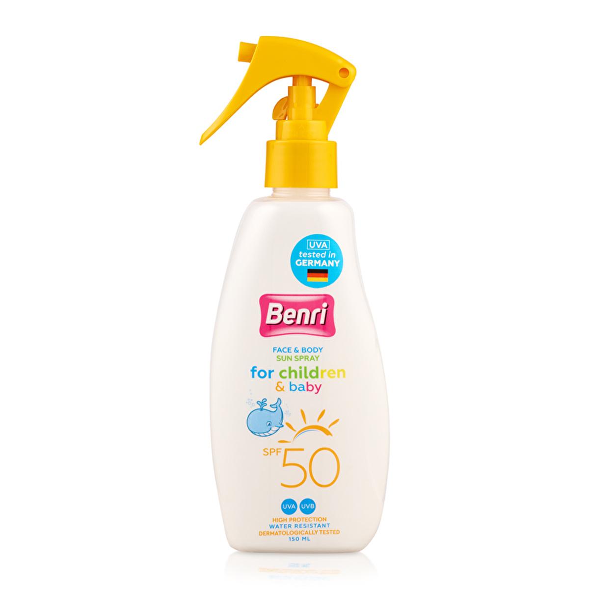 Benri Baby Sunscreen Spray SPF 50 - Safe Sun Protection for Infants & Children, 5.07 fl oz